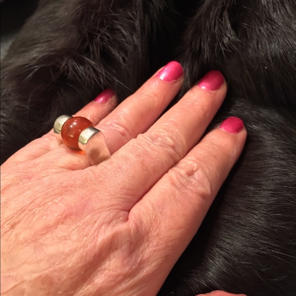 925 SterlingSilver Orange Petrified Amber 6 India - Picture 8 of 8